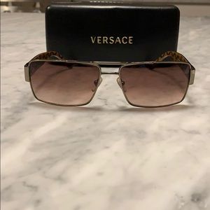 Versace Square Lenses Aviator Sunglasses